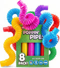 Pop Tubes - Sensory Toys - Fidget Toys - Imaginative Play & Stimulating Creative Learning - Hours of Fun for Kids - Tons of Ways to Play - Non-Mouthable Toy 3+ - 8 Pack Large